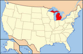 Map of the United States with Michigan highlighted