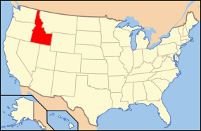 Map of the United States with Idaoho highlighted