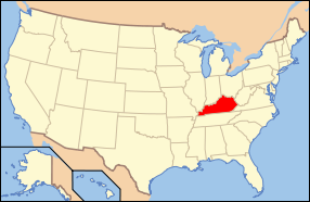 Map of the United States with Kentucky highlighted